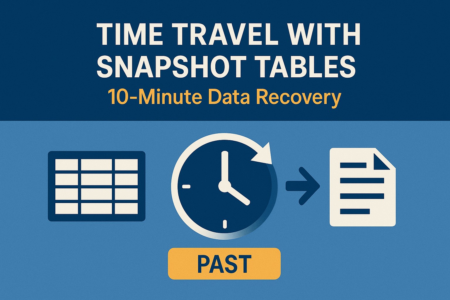 Snapshot tables provide instant time travel capabilities for data recovery